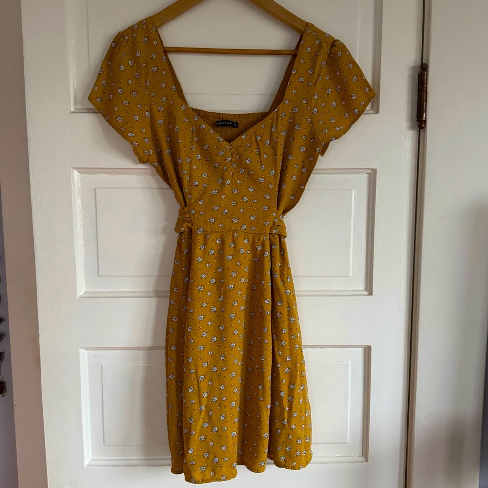 Abercrombie and Fitch Goldenrod ditzy floral Babydoll dress with tie